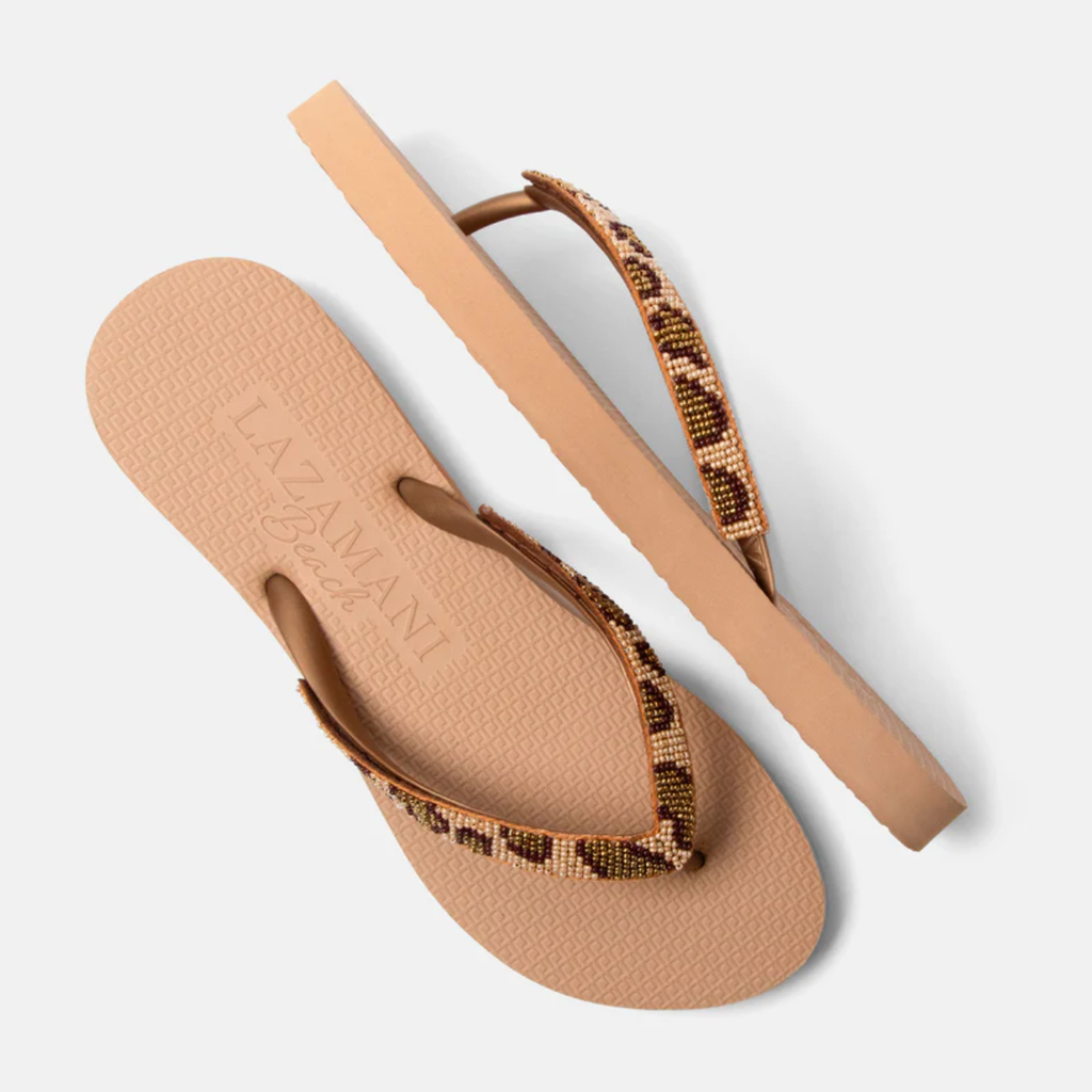 Maasaimara beige leopard beach sandals