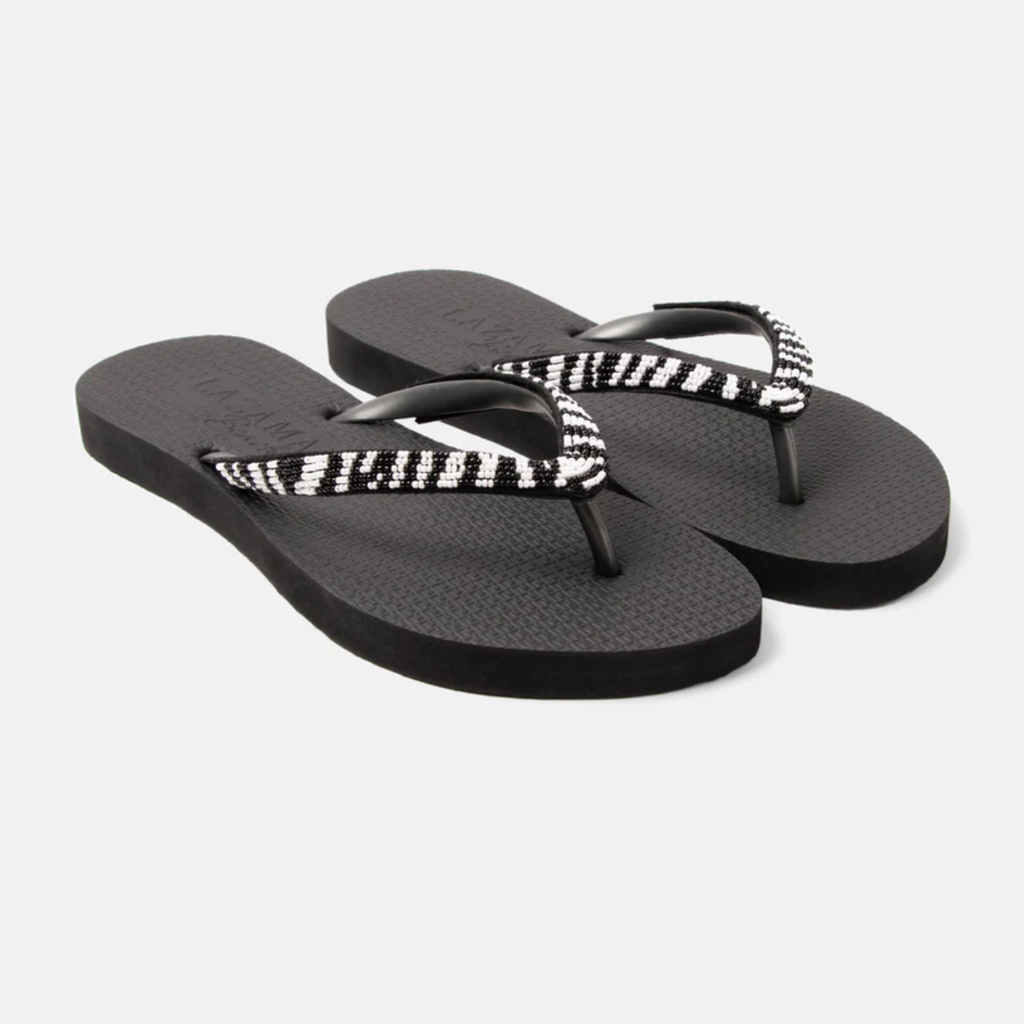 Maasaimara black zebra beach sandals