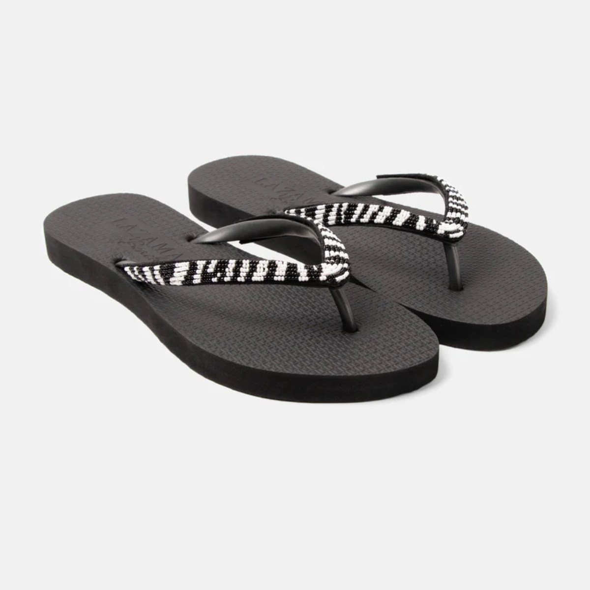 Maasaimara black zebra beach sandals