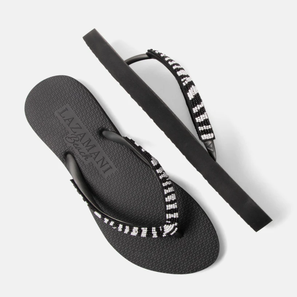 Maasaimara black zebra beach sandals